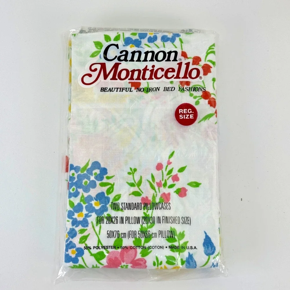 Vintage‎ Cannon Monticello Floral Pillowcases Set 2 Standard Cottagecore Spring